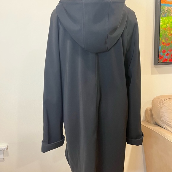 London Fog Trenchcoat Jacket Detachable Hood Black Gold Hardware Size Large - Picture 8 of 16